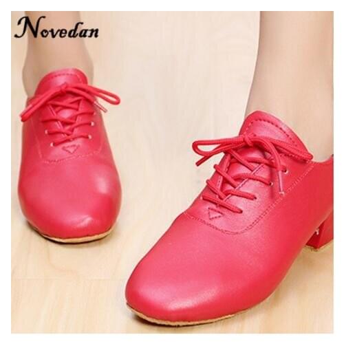 Red Closed Toe Salsa Dance Shoes Women Ladies Ballroom Tango Shoes Low Heel Mens Latin Dance Shoes