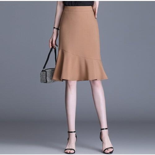 Womens Mermaid Half-length Skirts 2021 Spring & Autumn High-waist Sexy Hip Skirt Female Summer Short Mid-length Skirt BSQ407
