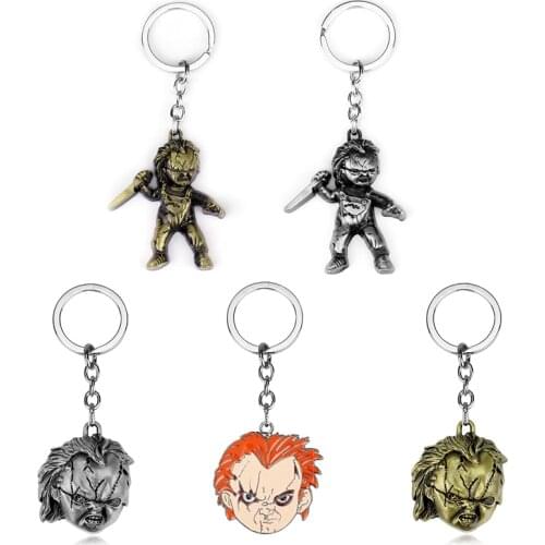 HEYu Jewelry Horror Movie Seed Of Chucky 5 Triloquist Doll Keychain Terror Doll Cosplay Keyring Men Accessories Halloween Gifts