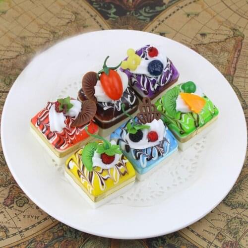 050 Simulation of square ribbon small cake / pastry food model / plastic model room restaurant decoration 5*6cm