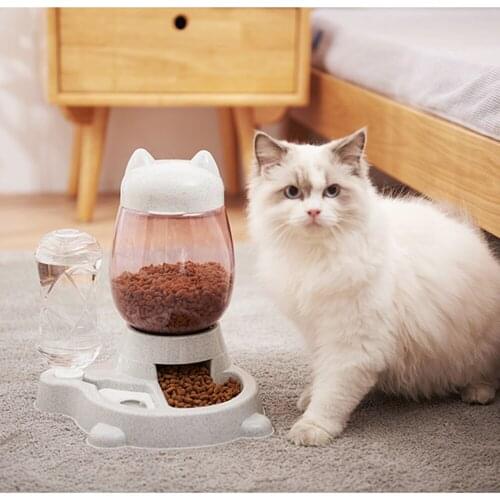 2.2L Automatic Bowl Feeder for Pet Dog Cats Large Capacity Food Container with Waterer Fountain Kitten Bowls Cat Pet Supplies