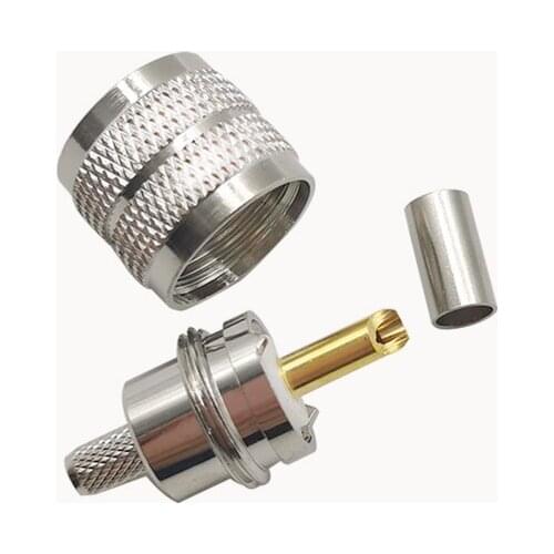 2Pcs PL259 Plug UHF Male Crimp RG58/142 LMR195 LMR200 RG400 Screwed Coupling Connector UHF PL-259 Male Solder RF Connector Plug