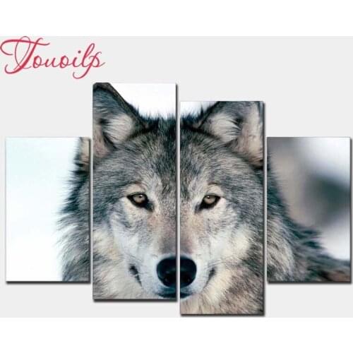 4pcs/set 5d Animal Snow wolf Diamond Painting Cross Stitch Pattern Diamond Embroidery Mosaic Full Drill Home Decor DIYPainting