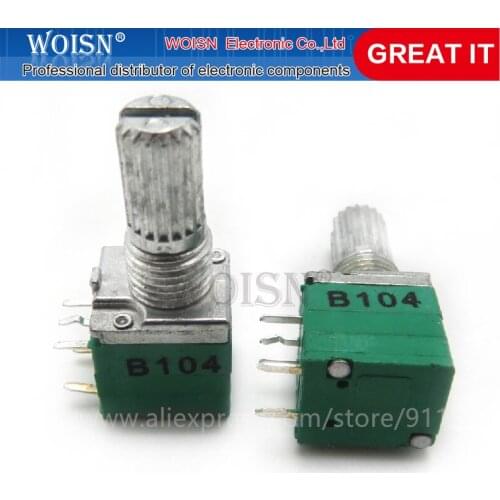 5pcs RV097NS 100K single linked potentiometer B100K with a switch audio 5pin shaft 15mm amplifier sealing potentiometer