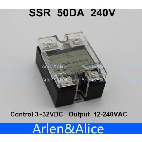 50DA SSR Control 3-32V DC output 12~240VAC single phase AC solid state relay