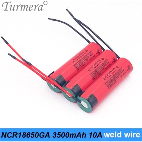 Turmera 18650 3500mAh Battery NCR1865GA Welding Wire for 12V 14.4V 18V 21V 25V Screwdriver Drill or 36V 48V E-Bike Batteries Use