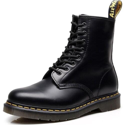 Men Womens Autumn Winter Cool and Wild Lace-Up Boots Solid Color Warm Keeping Fashion Plus Size Lovers Martin Boots