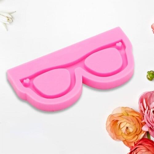 Glasses Shape Keychain Keyring Pendant Casting Silicone Mould DIY Crafts Jewelry Making Tool Glossy Epoxy Resin Mold