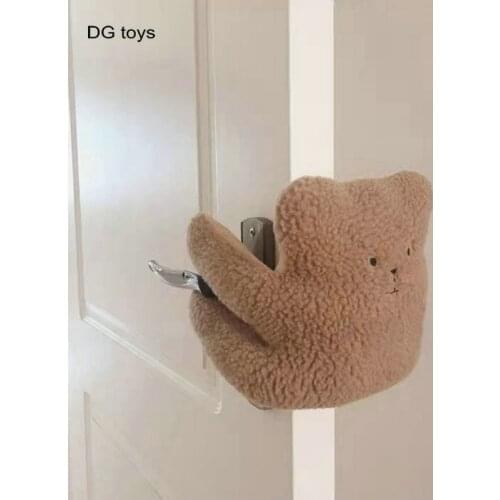 Korea Design Style Anti-pinching Door Handle Cover Toy Stuffed Cartoon Bunny Brown Teddy Bear Baby Bed Decor Keep Door Open DOll