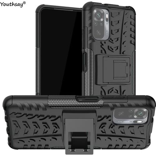 For Xiaomi Redmi Note 10 Case For Redmi Note 10 Pro Cover Armor Silicone Rubber Stand Protector Case For Redmi Note 10 Case