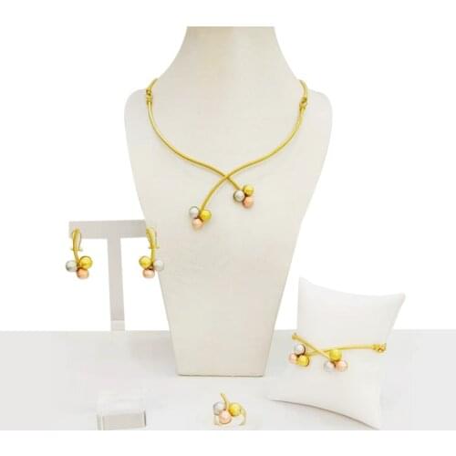 Flower Copper Trendy New Arrivals Jewelry Sets Long Drop Earrings Pendant Lace Bracelet For Party Women Gift Italian Gold