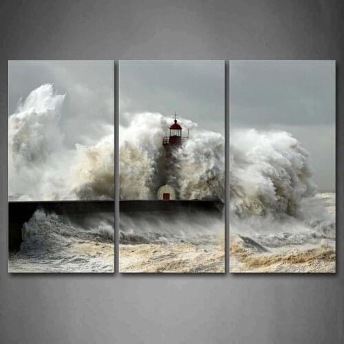 HD Painting On Canvas Home Decoration Modern 3 Panel Lighthouse Sea view Living Room Wall Art Pictures Printed Posters Frame