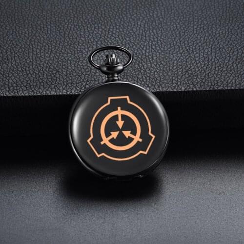 SCP Foundation Alloy Pocket Watch Round Necklace Chain Quartz Pendant Pocket Watch Gift for Men Women