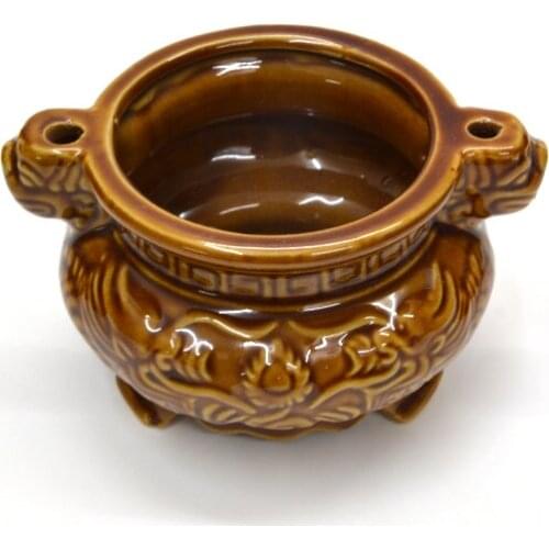 Tripod ceramic incense burner, Retro, sandalwood furnace, Buddha censer, candle holder, small incense burner, Classical pottery