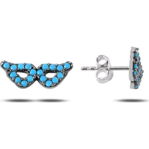 KUTAYDAN Nano Turquoise Gemstone Wing Earrings 925 Sterling Silver