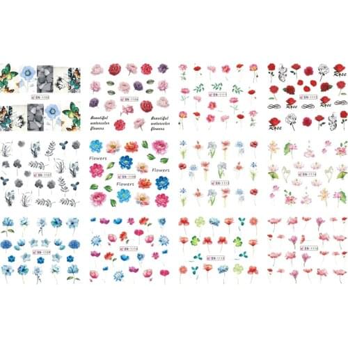 Lamemoria 12 Designs Water Decals Slider Summer Jungle Flamingo Flora Watermark Nail Stickers Decoration Manicure New Arrival