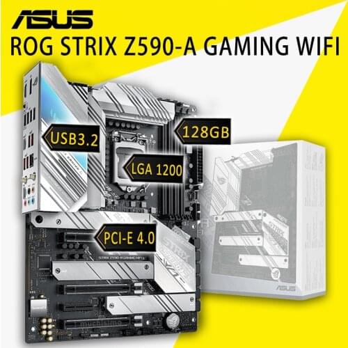 LGA 1200 Asus ROG STRIX Z590-A GAMING WIFI Motherboard DDR4 RGB Support 10th/11th-Gen Intel CPU PC Gaming Placa-mãe 1200 ATX