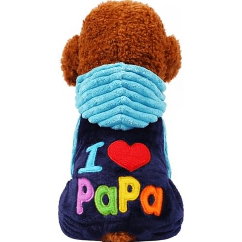 Hot Sale Fashion I Love Papa and Mama Winter Pet Dog Clothes Clothing For Pet Small Large Dog Coats Jackets for chihuahua