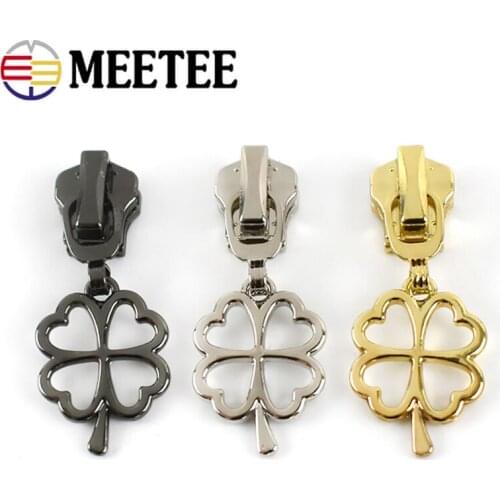 Meetee 10pcs 3# 5# Zipper Sliders for Metal Resin Nylon Zips Garment Repair Zip Head DIY Jacket Sew Zippers Slider Puller Kits