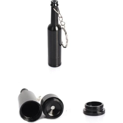 Smoke Black Bottle Multifunction Keychain Metal Removable Filter Tobacco Pipe Key Ring Smoking Pipe Cigarette Holder