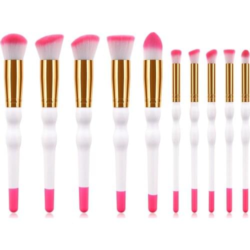 Make Up Brushes Set 10pcs Pink White Professional Powder Foundation Eyeshadow Cosmetics Soft Synthetic Hair