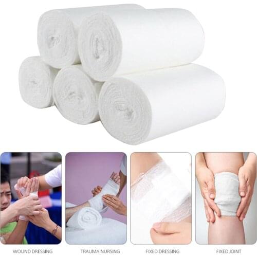 10 Rolls First Aid Gauze Non Toxic Elastic Health Care Treatment Gauze Bandage Injury Protective Knee Roll First Aid Kit White