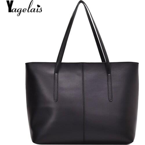 New Style Fashion Women bag PU Leather handbags solid color Ladies Shoulder bag Females Tote Large Bag