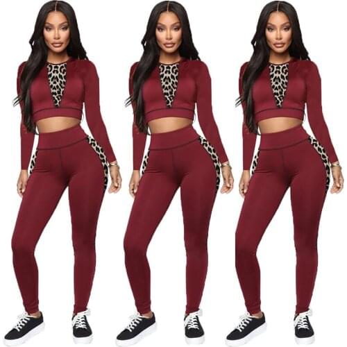 2021 Summer New Style Womens Fashion Casual Leopard Print Stitching Two-Piece Suit