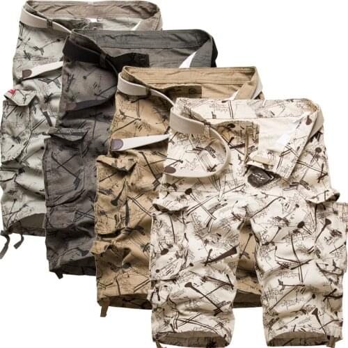 New Summer Mens Camo Cargo Shorts Cotton Military Camouflage Male Jogger Board Shorts Fashion Breathable Cotton Business Short