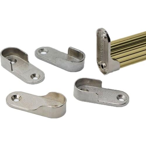 6Pcs Zinc Alloy Oval Wardrobe Rail Bracket Wall Mounted 16 19 22 25mm Hanging Rod End Supports Closet Tube Pipe Brackets