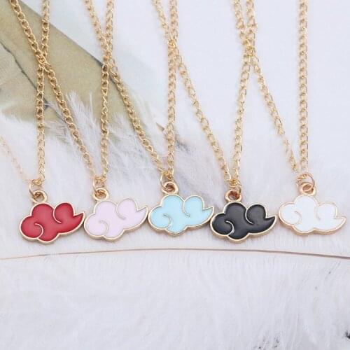 Cloud Pendant Necklace Red pink color Fashion Women Men Necklace Gift For Friend Golden Color Link Chain Neck Jewelry