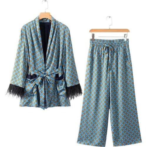 2021 autumn new style printing stitching fringe mid-length belt suit jacket fashion trend casual womens clothing