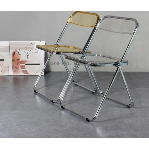 Simple folding transparent chair Nordic net red INS photo chair portable makeup stool household acrylic backrest dining chair