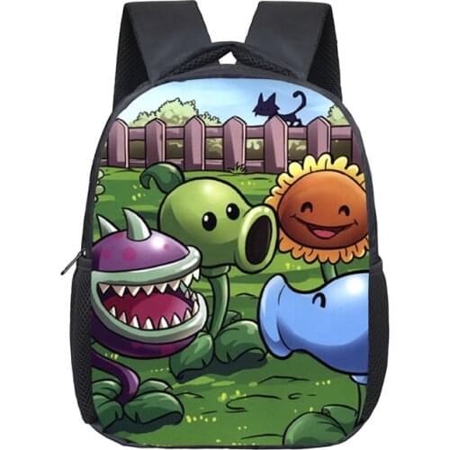 12 Inch Plants VS Zombie School Bags Kindergarten Children kids Backpack for Girls Boys Childrens Backpacks Mochila