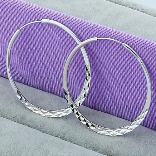 BABYLLNA Trendy Jewelry 925 Sterling Silver 50MM Round Hoop Earrings For Women 925 Jewelry Wedding Accessories Gift