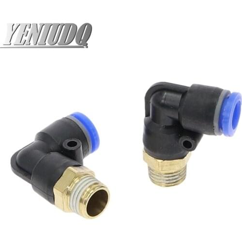 PL" Hose OD 4 6 8 10 12mm - 1/8'' 1/4'' 3/8'' 1/2'' BSP Male Thread Pneumatic Tube Elbow Connector Tube Air Push In Fitting