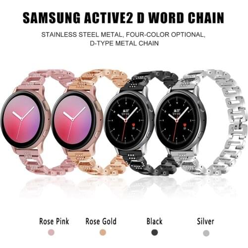 Metal Crystal Replacement Strap Compatible with Samsung Active2 Smartwatch Stainless Steel Strap Jewelry Wristbands for Women