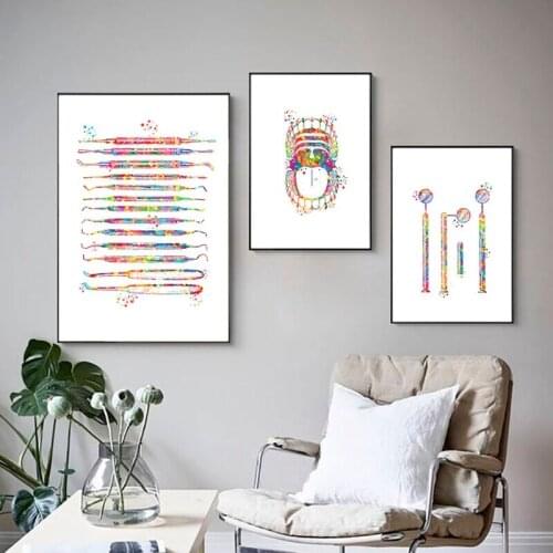 Dental Equipment Poster Teeth Anatomy Canvas Painting Dentist Gift Picture Medical Wall Art Print Clinic Decor