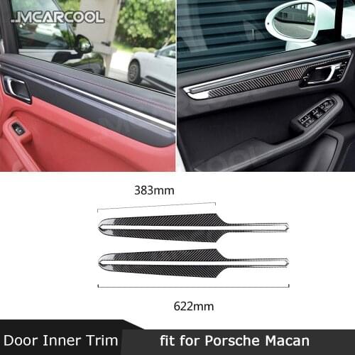 Carbon Fiber Interior Door Window Base Panel Trim Strips Cover Stickers for Porsche Macan 2015-2018 Car Accessories