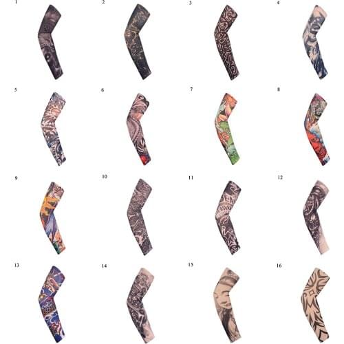 Unisex Arm Warmer Skin Proteive Tattoo Sleeves Quick Dry UV Protection Outdoor Temporary Fake Running Arm Sleeve Stockings