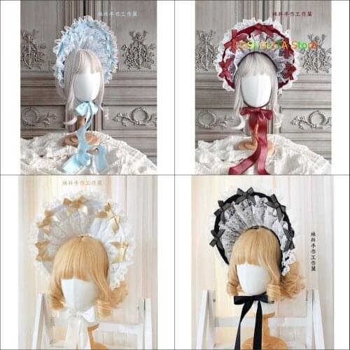 Vintage Sun Hat Sweet Lolita Bonnet Hat Princess Gorgeous Tea Party Multi-layer Lace Trimming Bowknot Soft Wire Brim Women Bnt