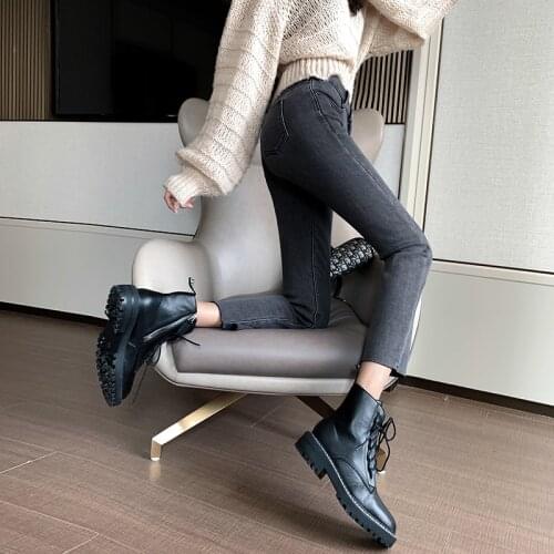 2021 Women High Waist Slim Jeans Lady Plus Fleece Warm Cigarette Pants Student Straight Denim Jeans Winter Ankle-Length Trousers