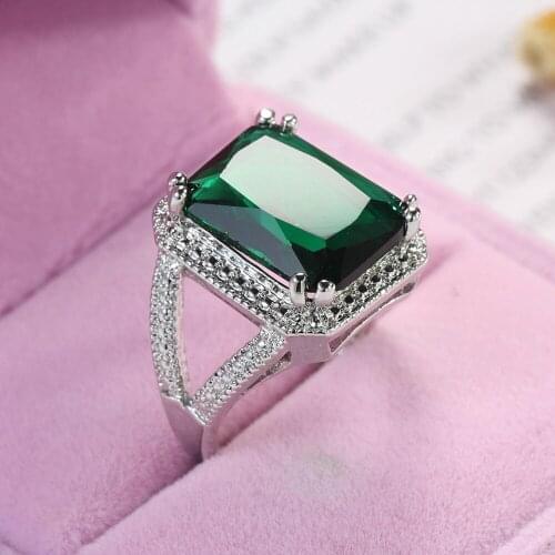 New Hyperbole Big Green Cubic Zirconia Ring Size 6 7 8 9 10 Luxury Brand fashion minimalist Jewelry Rings For Women