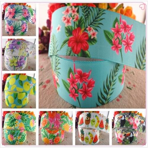 1.5" 38mm 5 Yards/Lot Grosgrain Ribbons Flowers Printed Cartoon Ribbon DIY 100% Polyester Handmade Materials 18031605