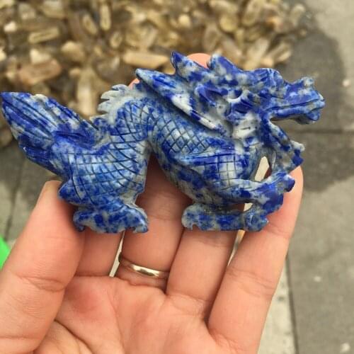 1pcs delicate natural mineral lapis lazuli dragon figurine reiki healing crystals hand carving rock figurine for home decor