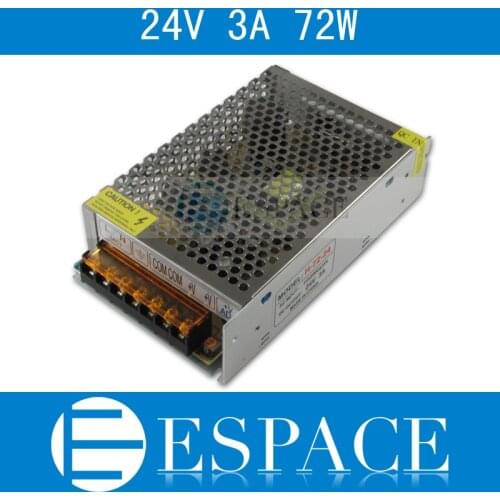 10piece/lot best quality 24V 3A 72W Switching Power Supply Driver for LED Strip AC 100-240V Input to DC 24V free fedex
