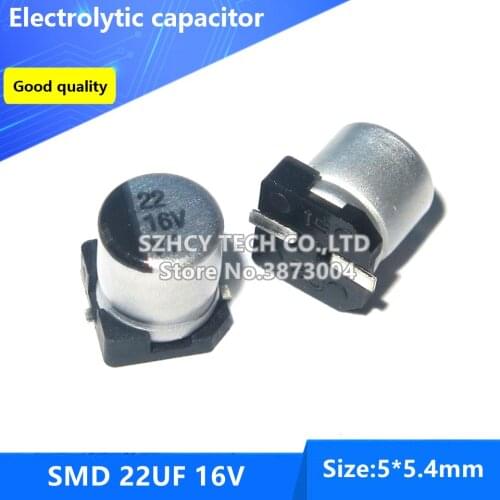 100pcs SMD 22UF 16V 5*5.4 Electrolytic capacitor