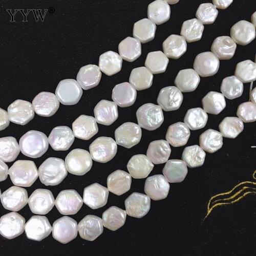 12mm Hexagon White Natural Freshwater Pearl Loose Beads For Diy Bracelet Necklace Jewelry Making Accesssory 14.5inch/Strand