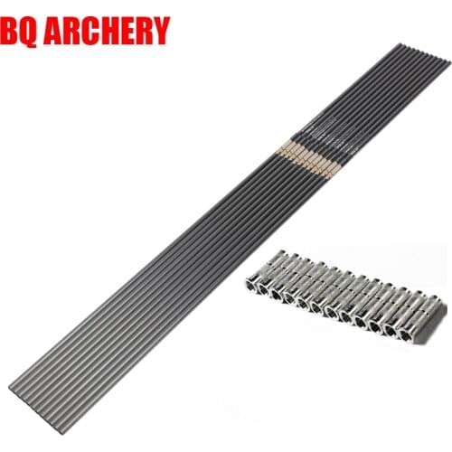 12pcs Pure Carbon Arrows Shaft ID4.2/6.2mm Spine300-800 Compound Traditional Recurve Bow Hunting Archery