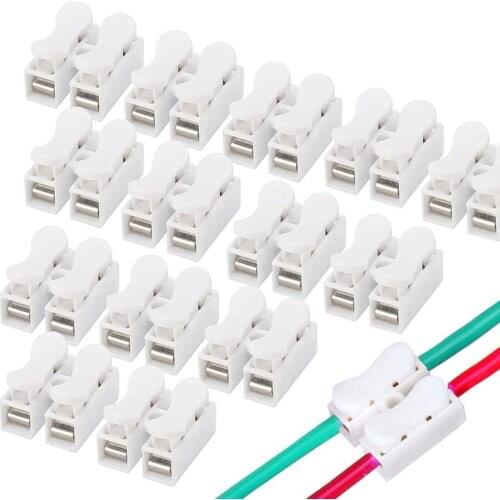 200 Pieces CH-2 Spring Wire Connectors Electrical Cable Clamp Terminal Block Connector LED Strip Light Wire Connecting